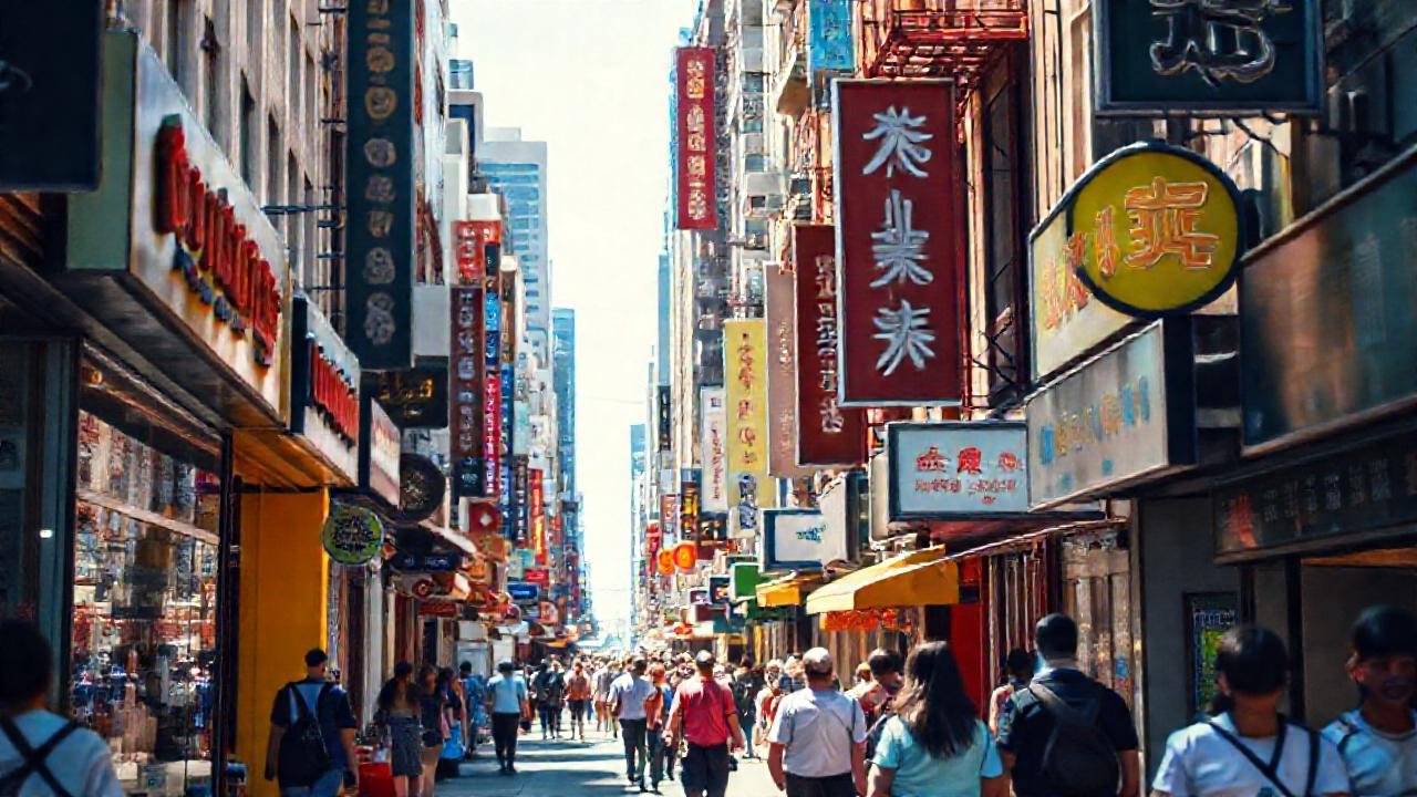 Vecindario animado con detalles coloridos