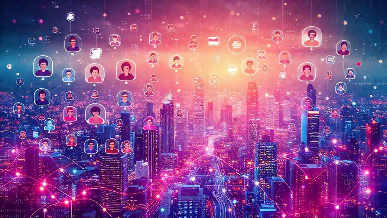 Tecnología digital brillante y conectada