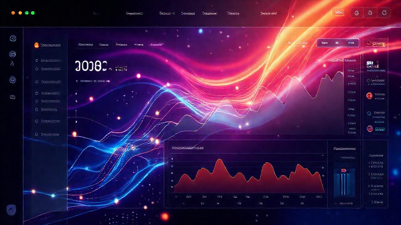 Interfaz web futurista, datos dinámicos, análisis