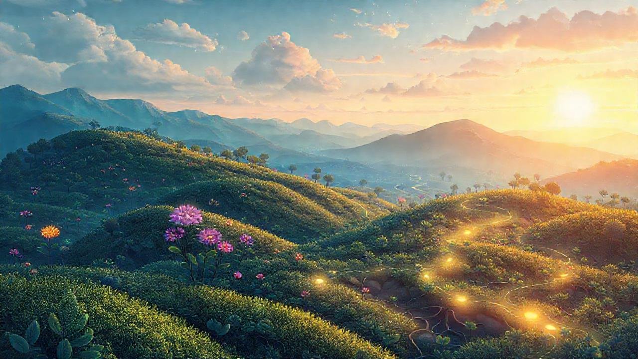 Paisaje sereno: crecimiento digital y vibrante