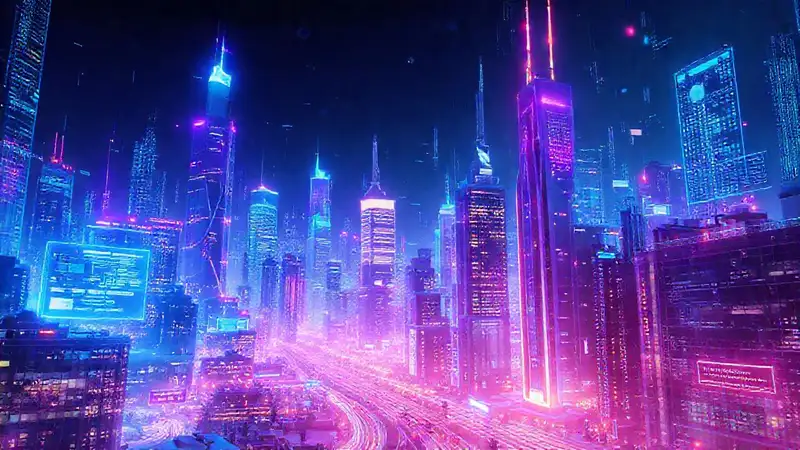Ciudad futurista digital y sofisticada