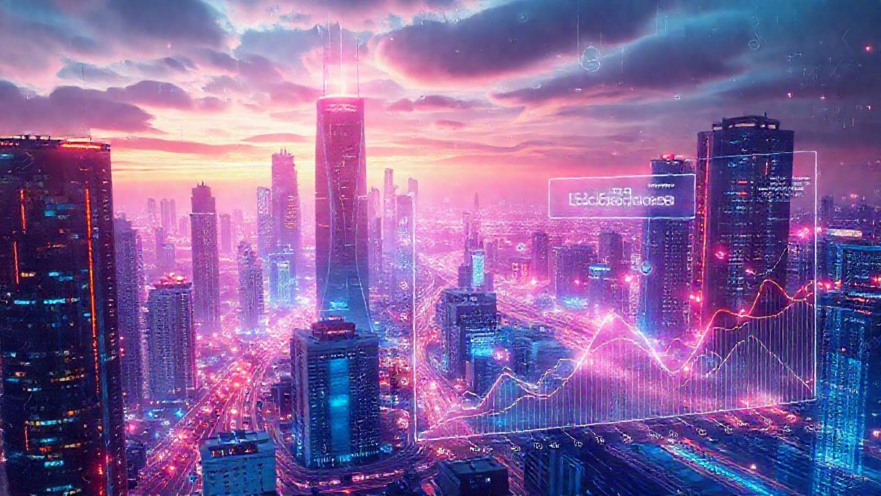 Ciudad futurista digital, eficiente y brillante