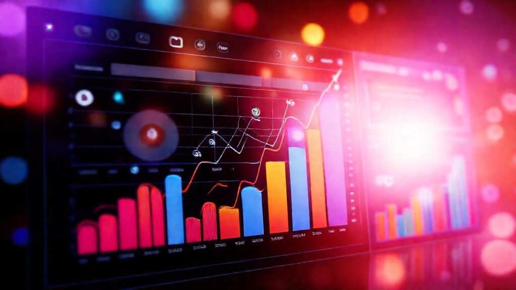 Panel digital muestra crecimiento empresarial exitoso