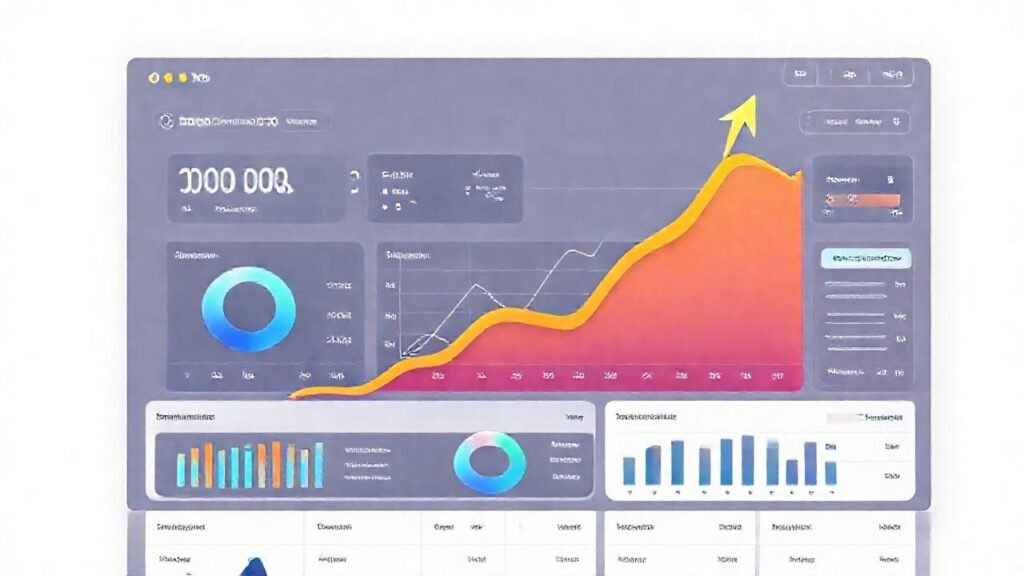Panel web moderno muestra tendencias ascendentes