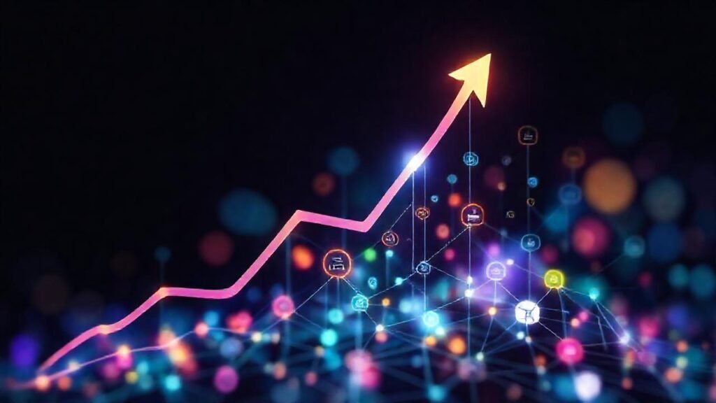 El marketing digital visualiza conexiones modernas vibrantes