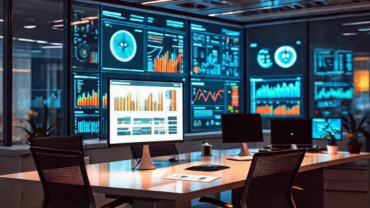 Oficina moderna, análisis digital y estratégico