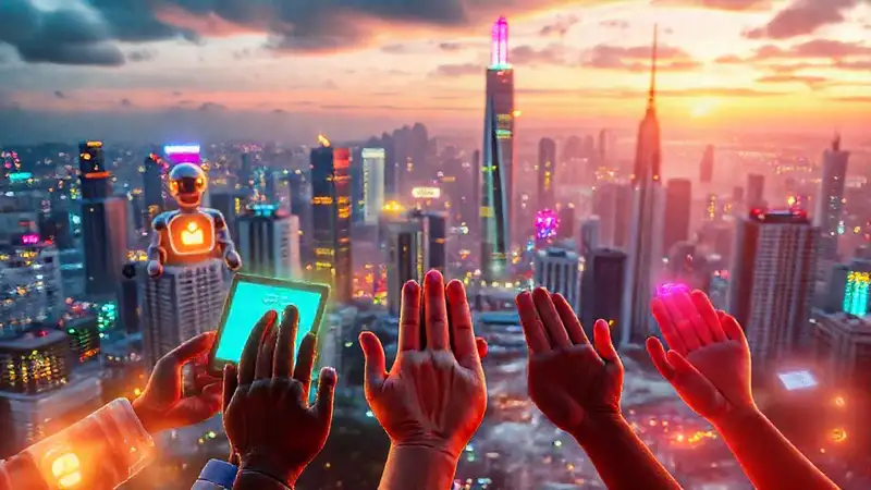 Ciudad futurista, donaciones y esperanza digital