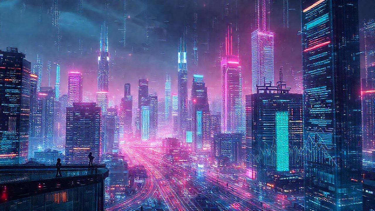 Ciudad futurista con inteligencia artificial