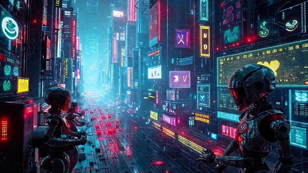 Ciudad cyberpunk vibrante