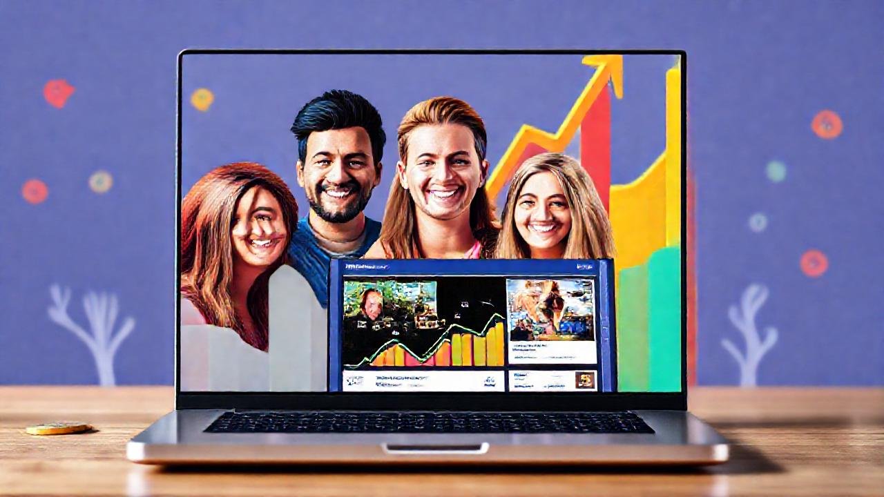 Marketing digital exitoso, visualmente vibrante y rentable