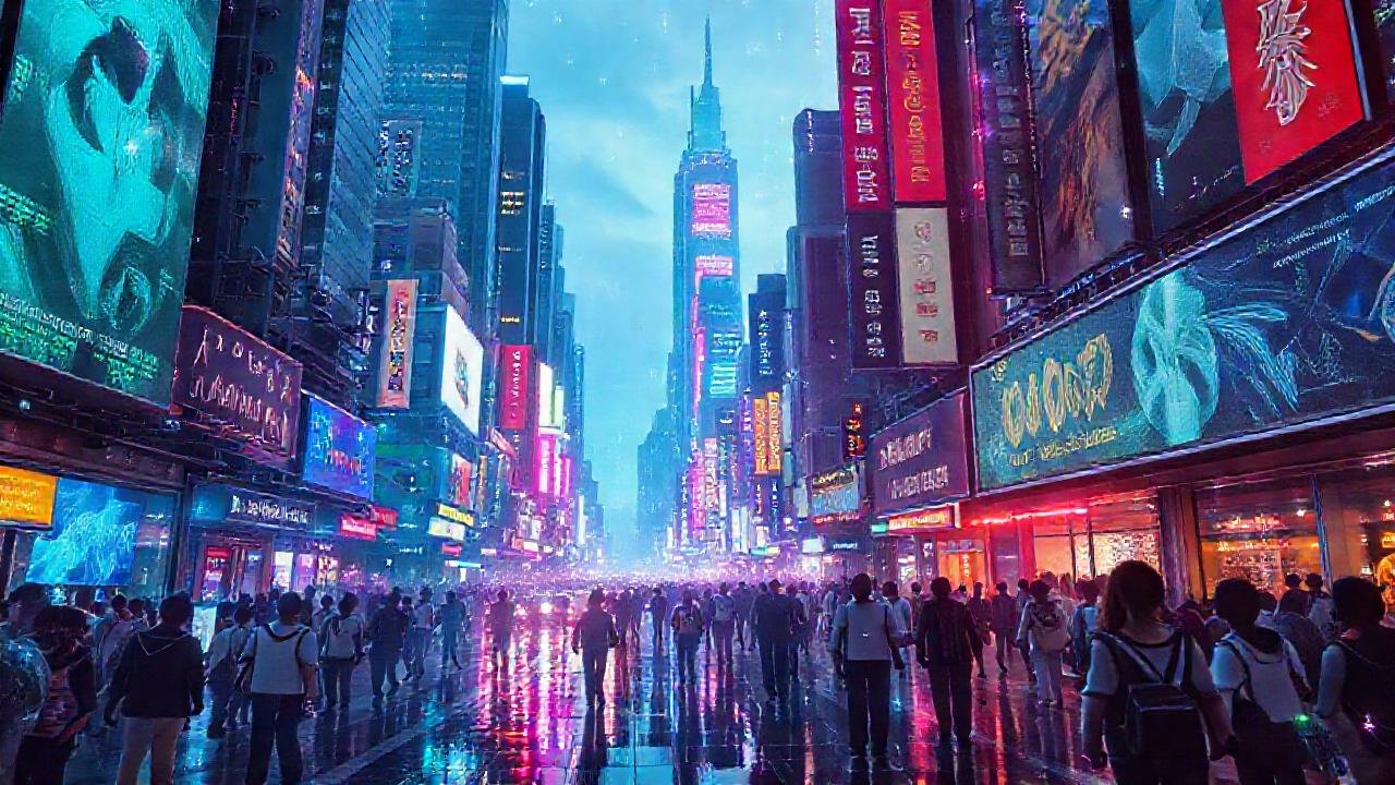 Ciudad futurista brillante y digital