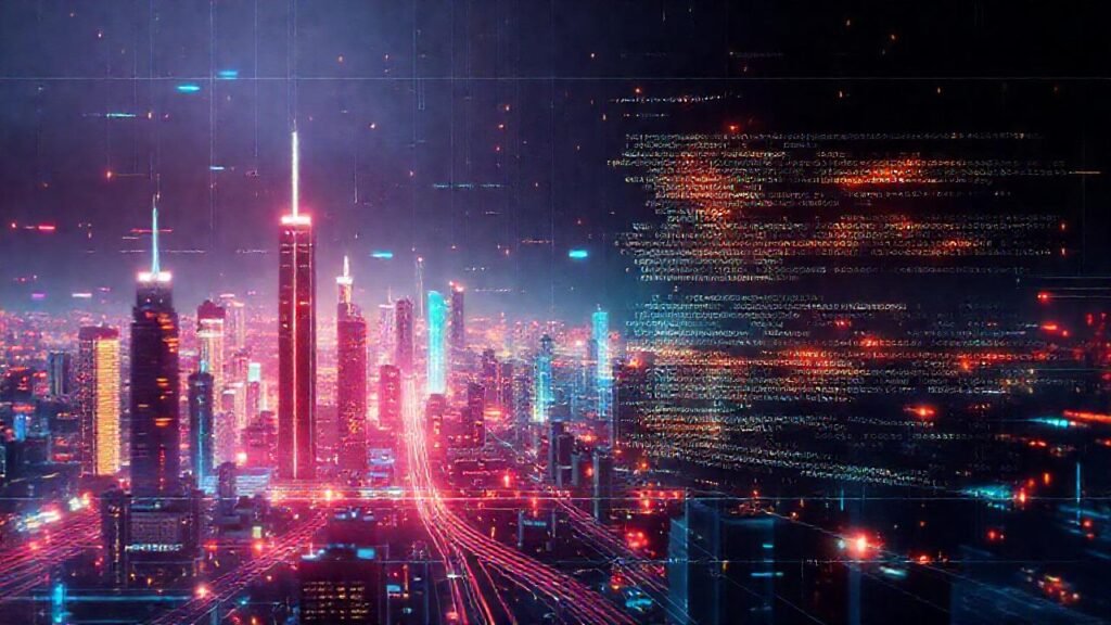 Diseño web futurista con IA brillante