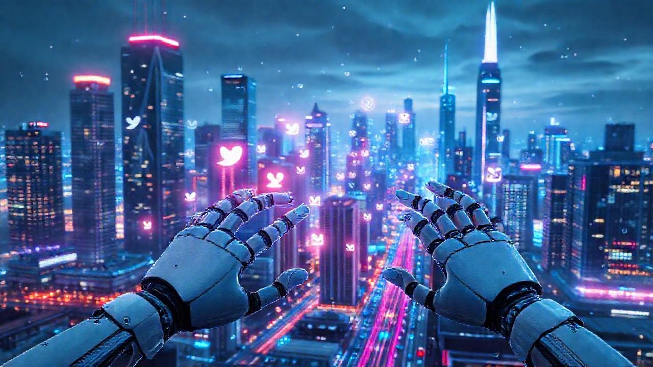 Ciudad futurista gestionada digitalmente y robóticamente