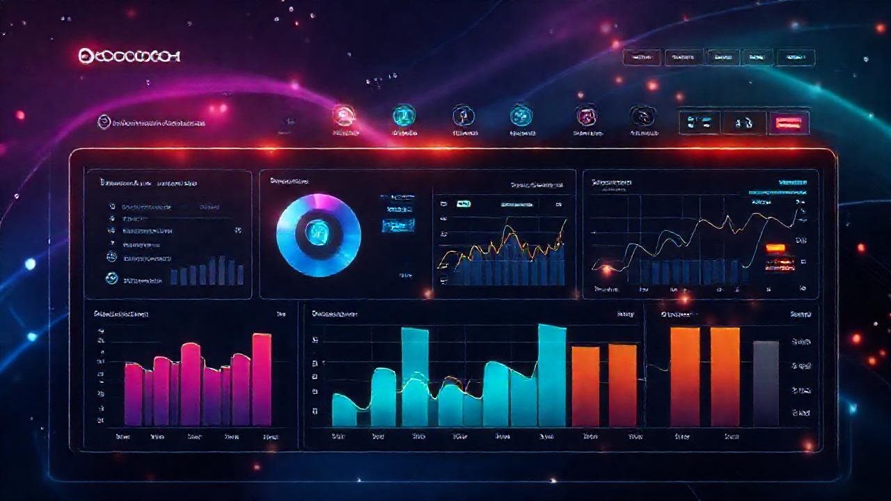 Un panel de control digital futurista y dinámico