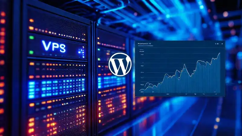 Servidor VPS brillante, tecnología digital intensa