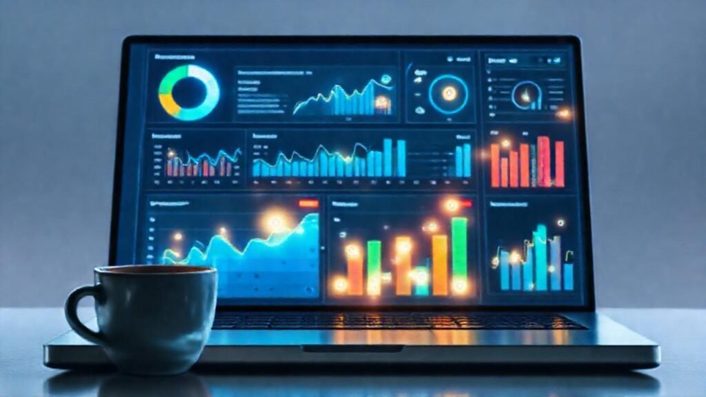 Un panel digital optimista muestra datos claros