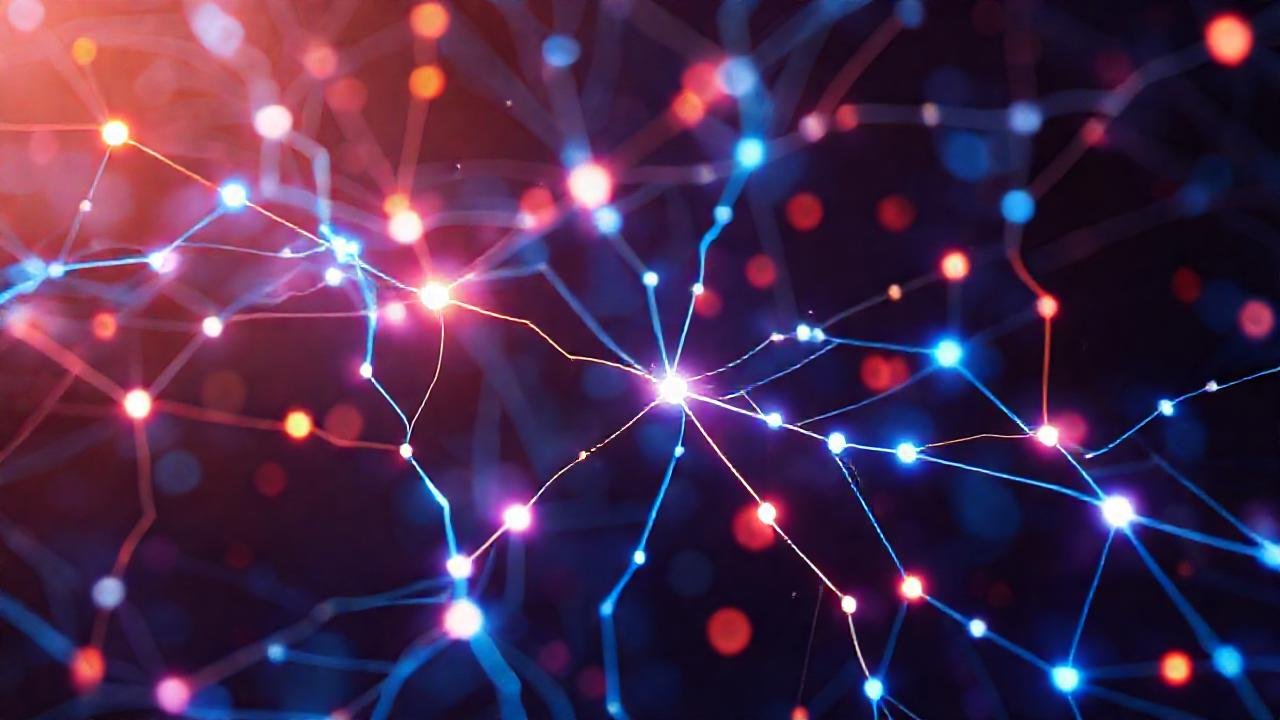 Red neuronal futurista, vibrante y sofisticada