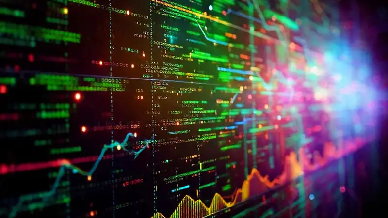 Red digital futurista, visualiza datos brillantes