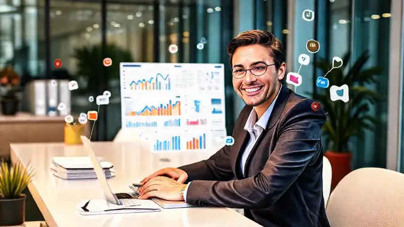 Marketing digital: oficina moderna y dinámica