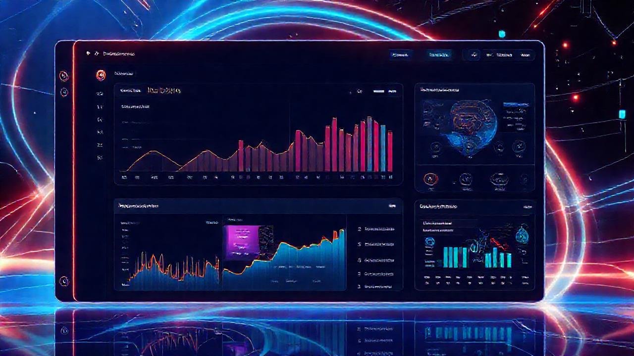 Panel de control futurista, visualización de datos