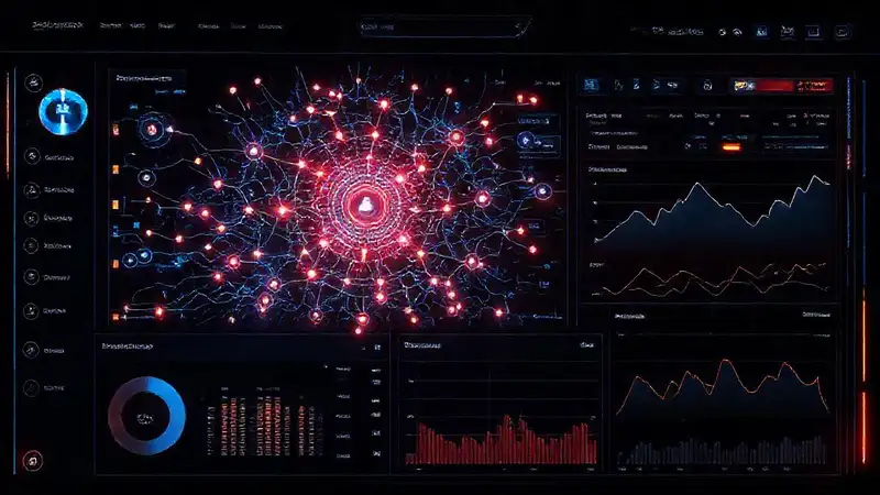 Interfaz futurista analítica con datos brillantes