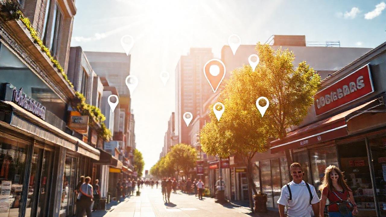 Imagen vibrante de negocios urbanos digitales