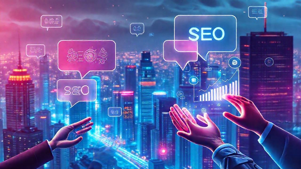 Ciudad futurista digital, interactiva y vibrante