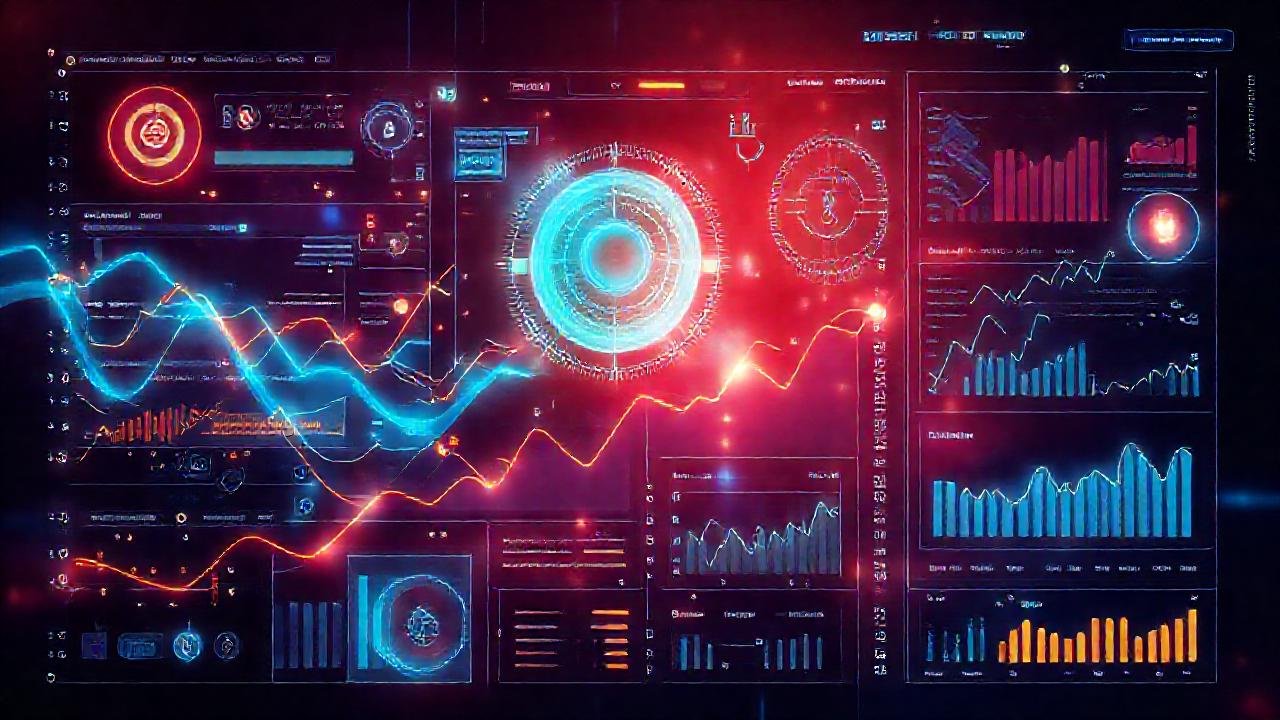 Visualización futurista de datos interconectados