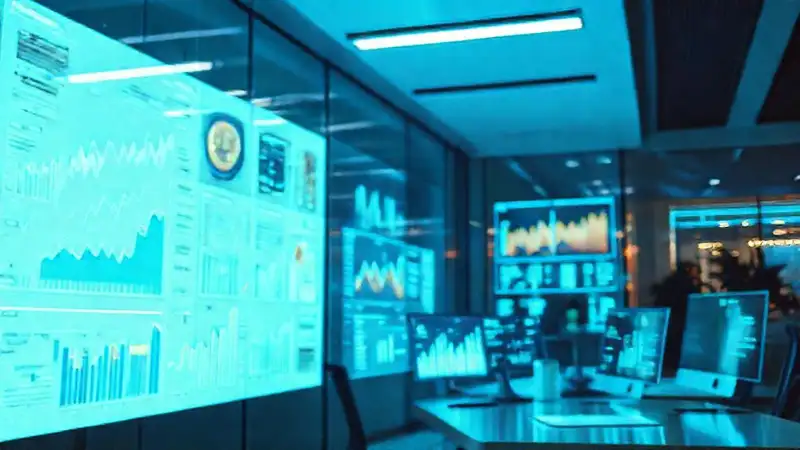 Oficina moderna, datos visuales profesionales brillan