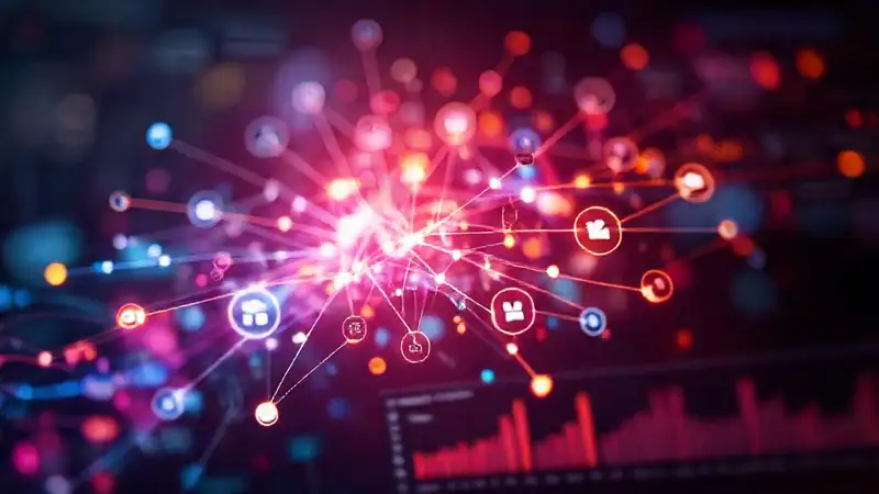 Redes digitales futuristas fluyen intensamente