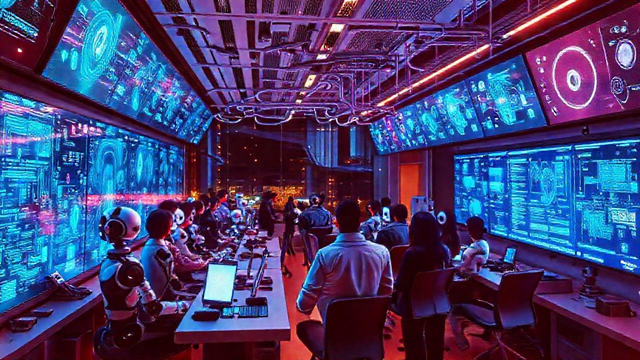 Oficina futurista, conectada y dinámica